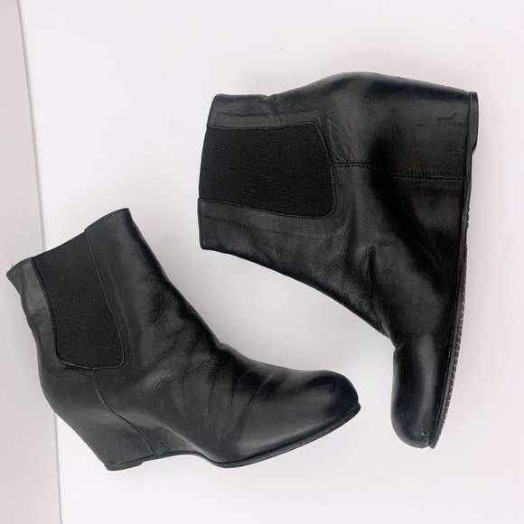 Stuart Weitzman Black Wedge Booties - Nusocks - Picture 7 of 14